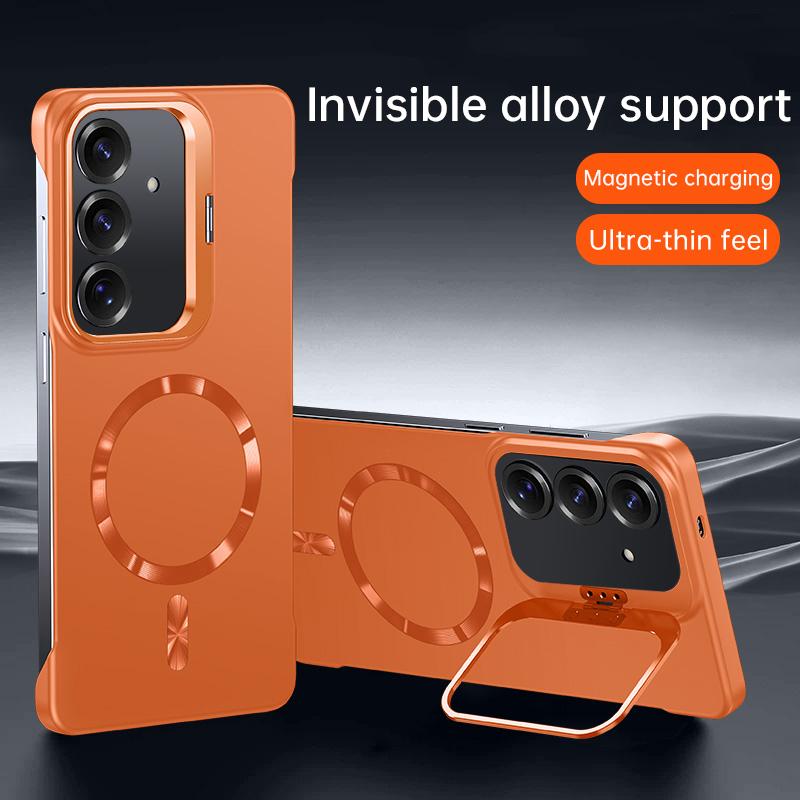 For Samsung S25 S25+S25E  S25Ultra Magnetic wireless charging phone case Bracket frameless Mobile cover  Shockproof Bumper Funda