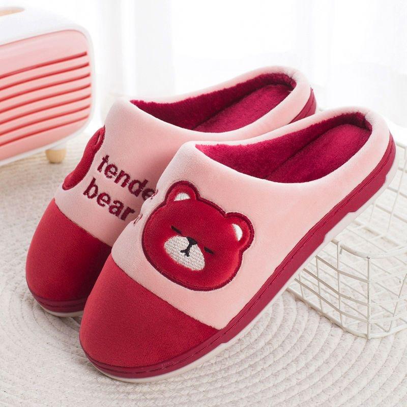 Winter Couple Cartoon Home Slippers Thickened Non-slip Slippers Warm Indoor Cotton Slippers(Order A Size Up)