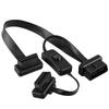16 Pin Male To Dual Female OBD2 Splitter Flat Extension Cable Adapter with Switch