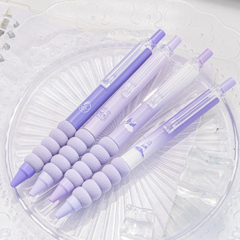 4pcs Cute Gel Pen Fashon American Styel Black 0.5mm Gel Pen Soft Pen Handle Pen Kawaii Stationery Pen Lovely Student Supplies