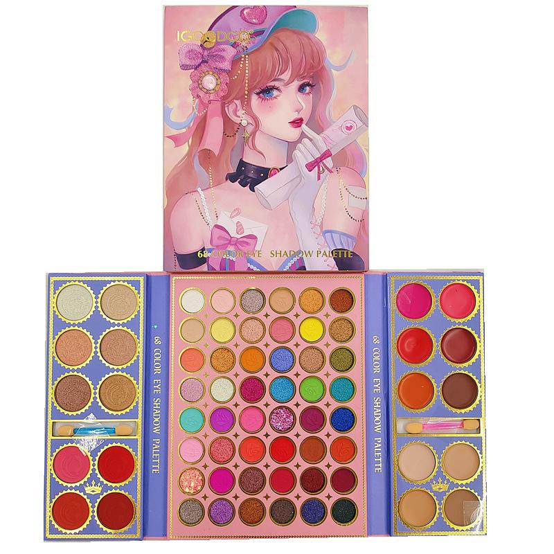 68-цветная палитра теней для век, палитра для макияжа, палитра для сценического макияжа COS
