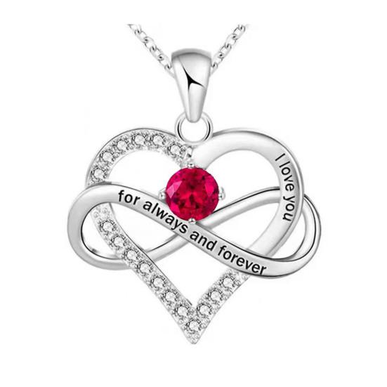 Ожерелье в форме сердца для женщин Романтичная подвеска в форме сердца с надписью «Я люблю тебя вечно» из кубического циркония