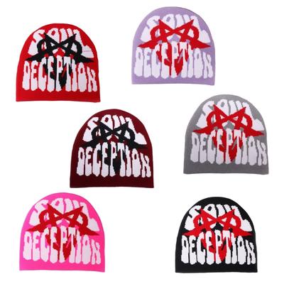 Взрослая шапка-бини с панк-узором, эластичная, для зимы, теплая, вязаная шапка, зимние шапки-бини для студентов, подростков, для велоспорта