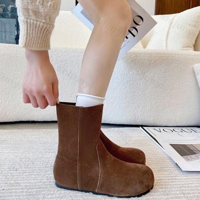 Женские короткие ботинки 2025 Осень Зима Новые Роскошные Винтажные Уличные Нескользящие Ботинки Удобная Мягкая Подошва Плоские Повседневные Туфли