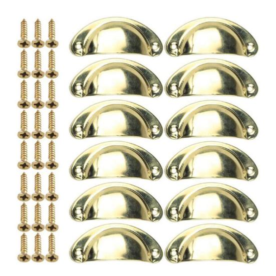 12Pcs/Set Vintage Shell Shaped Metal Cabinet Pull Handles Hardware Accessories