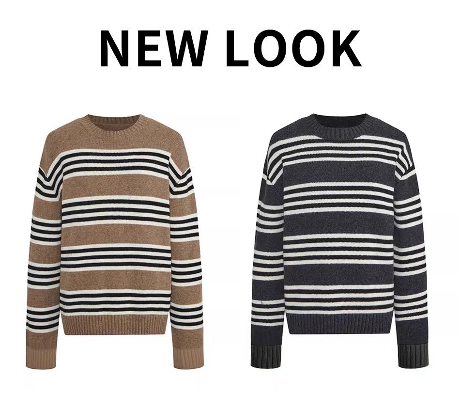 Women's 100% Wool Round Neck Knit Sweater - Autumn/Winter Loose Fit Pullover