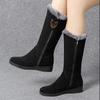 Winter Snow Boots 2025 Thickened Women's Shoes Mid-calf Slope Heel Non-slip Warm Cotton Women Boots Side Zipper Platform Shoes