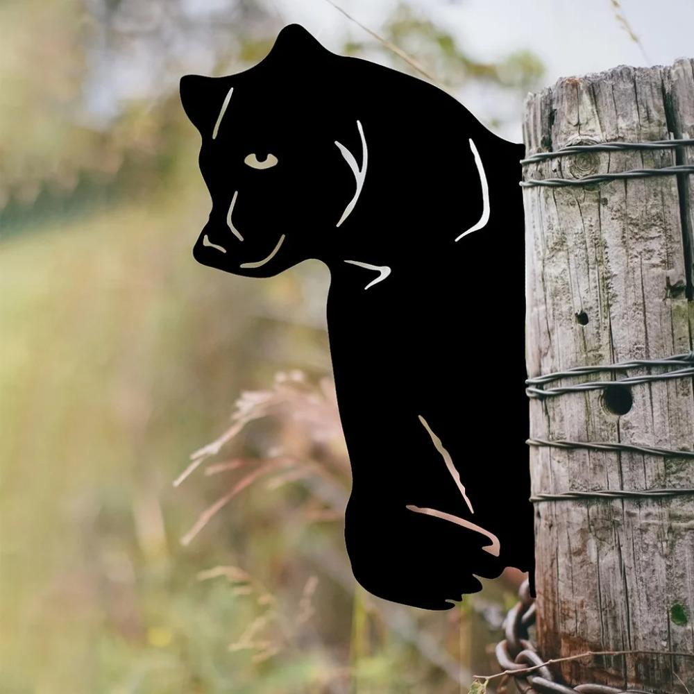 Bear Shape Iron Silhouette Outdoor Garden Fence Decorations Wall Art Home Decoration for Garden Party Décor