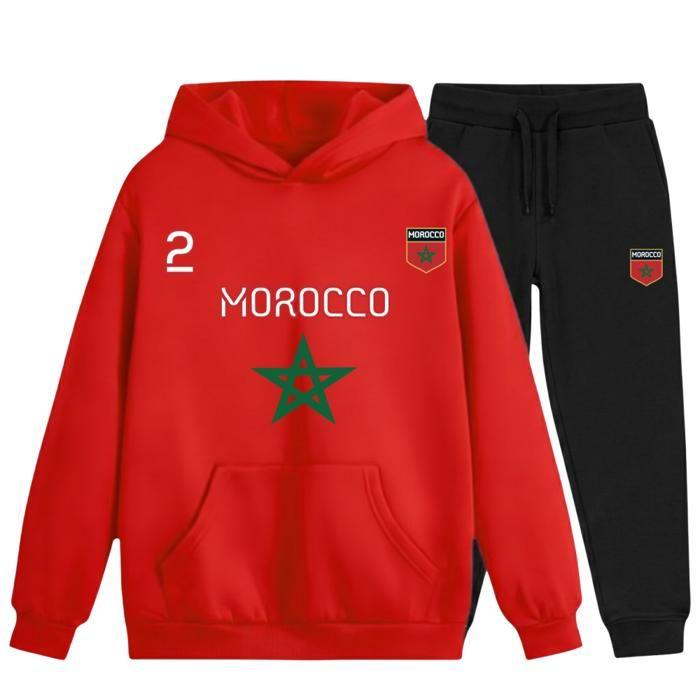 Survêtement enfant - NPZ - Maroc N°2 - Rouge - 60% coton/40% polyester recyclé - Sweat à capuche + pantalon