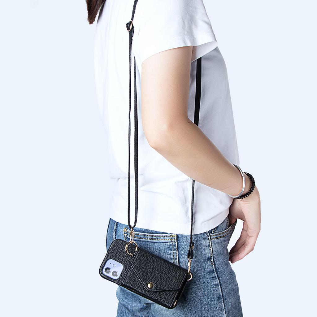 Чехол для телефона Fashion Girl из искусственной кожи для iPhone16 15 14 13 12 11Pro Pro Max Plus7 8 XS XR, устойчивый к падениям, сумка через плечо с зеркалом