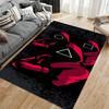 Red Guards Pattern Rug with Geometric Symbols on Black Background Suitable for use as an anti-slip for living room bedroom sofas