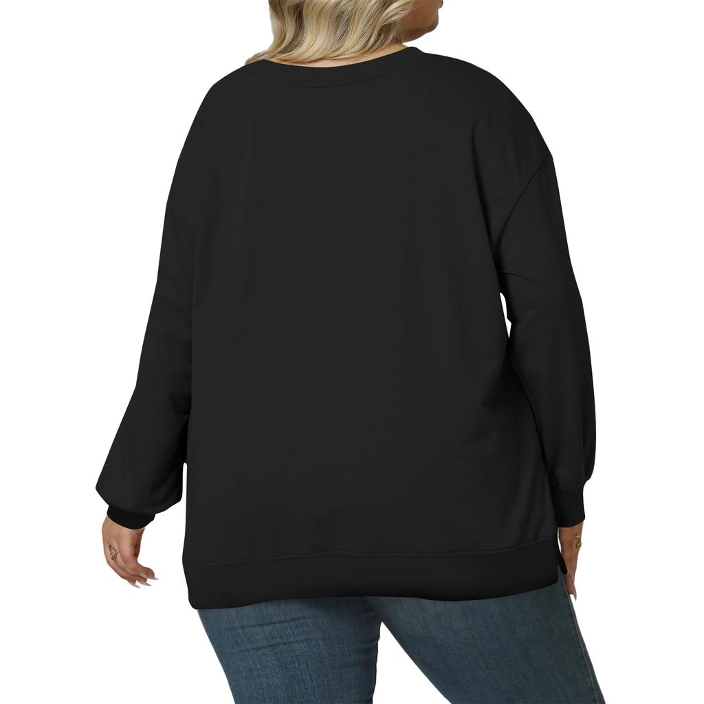 Plus Size Sweatshirt For  Women Oversized Crewneck Long Sleeve Pullover Tops