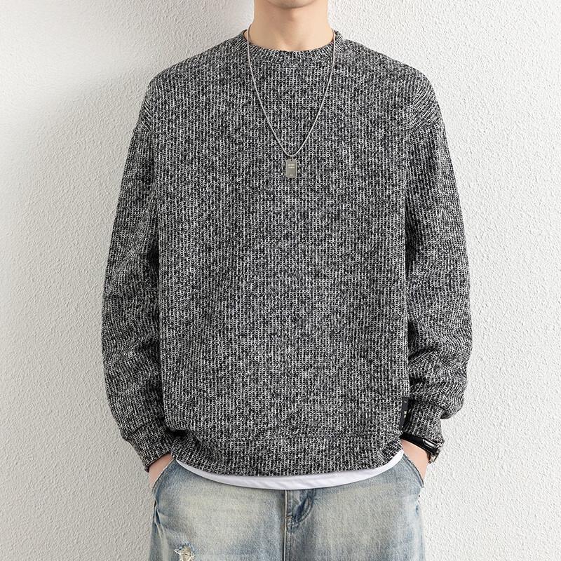 ROMON Men's Knitted Long Sleeve Fake Two-Piece Sweatshirt