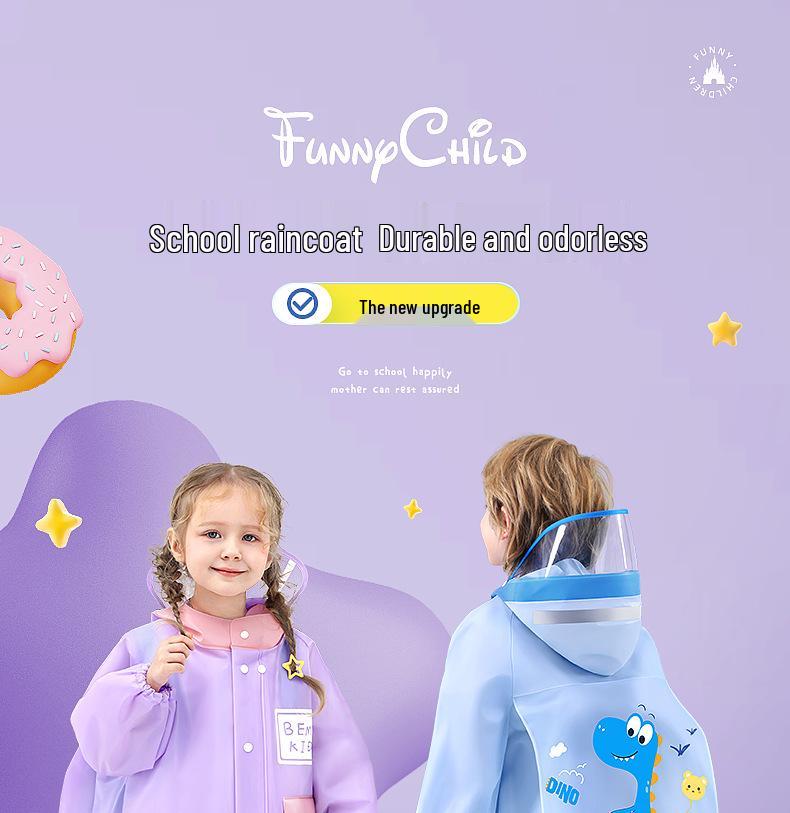 Детский плащ-пончо Bemei из ЭВА - Новый стиль для девочек, с местом для школьного рюкзака, цельный для детского сада и школы