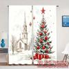 2 шт., Шторы Рождественская елка Снежная деревня_a (2) Модные Популярные Шторы Прочные Полиэстеровые Шторы Украшения Для Внутреннего Использования