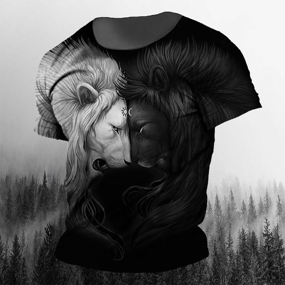 Мужская футболка с 3D-принтом животных, короткими рукавами и круглым вырезом, повседневная уличная мужская футболка, футболка в стиле ретро большого размера, мужская одежда