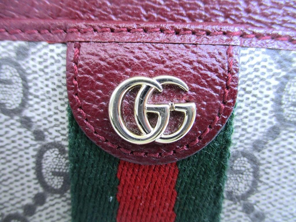 Authentic GUCCI Ophidia Bordeaux Leather Business Card Case #b153 Open box