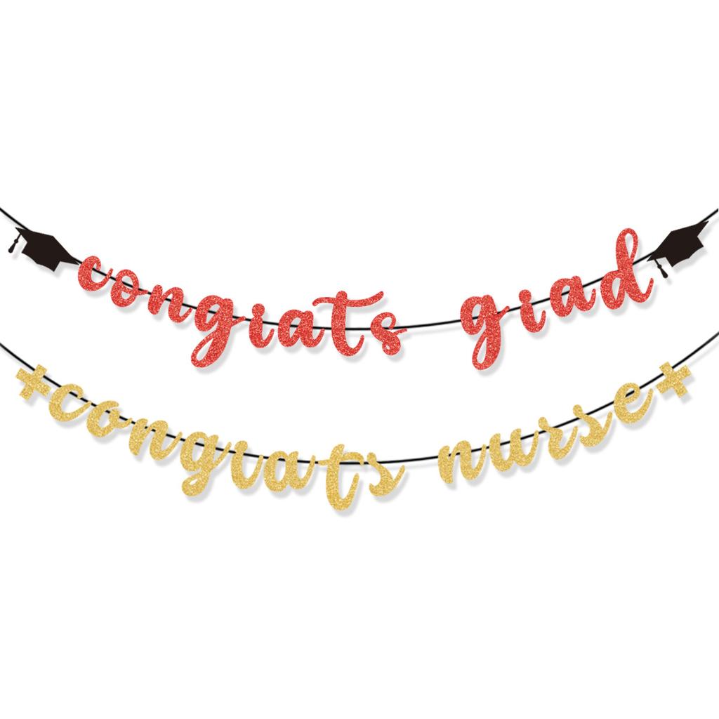 Врач Медсестра Сезон Выпускных Вечеринка Украшение Шапка Врача Буква Латте Поздравляю Выпускника Флаг