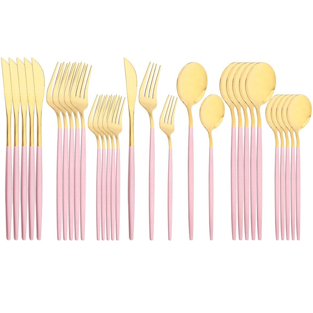 Зеркальный набор столовых приборов из нержавеющей стали, 30 предметов, черно-золотой столовый прибор, нож, вилка, ложка, набор столовых приборов, десертная ложка, набор столовых приборов