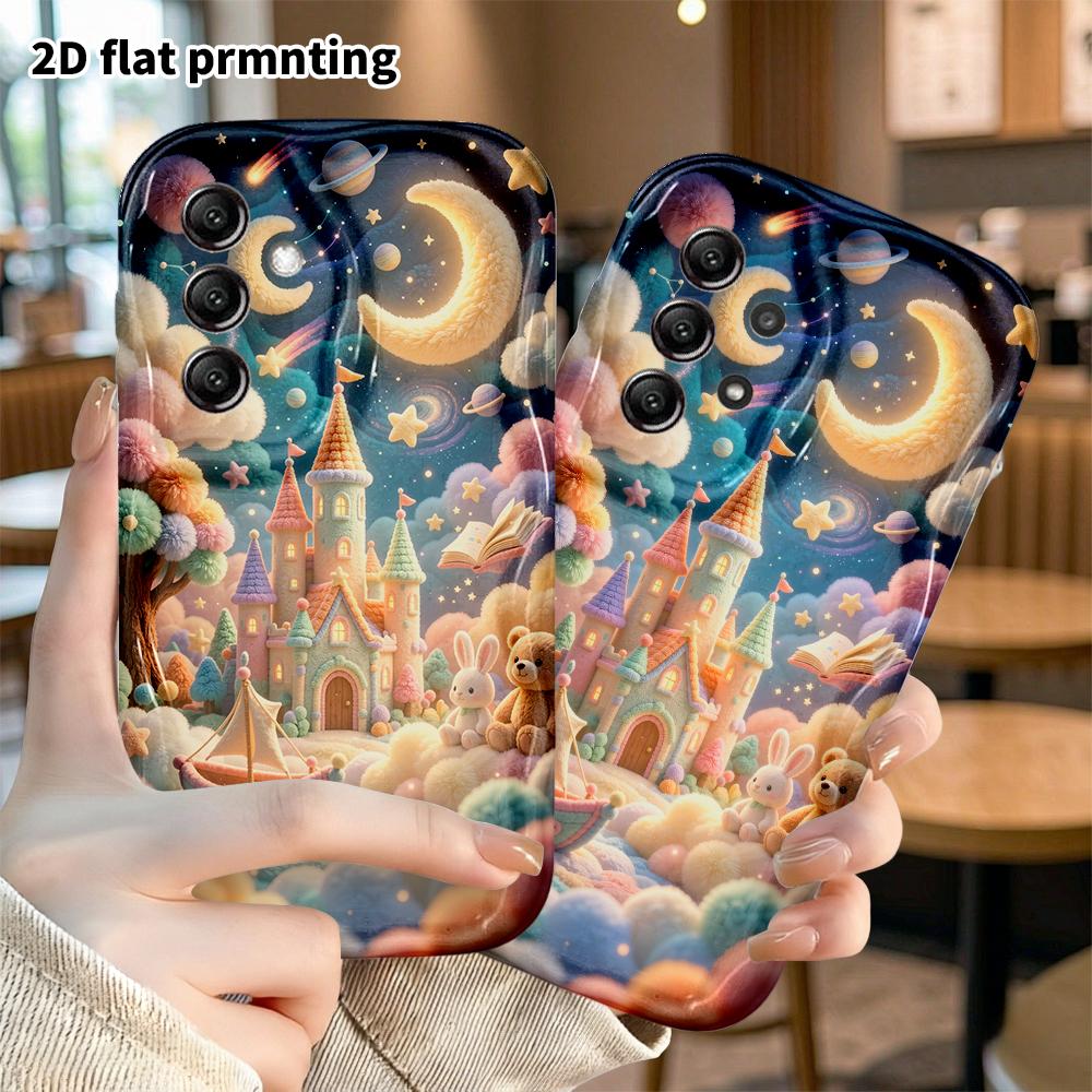 Phone Case: 2D flat, suitable for Samsung Galaxy A34 A35 M05 M06 S20 S22 S21 FE Plus 5G protective case, starry sky castle, perfect Christmas and Hall