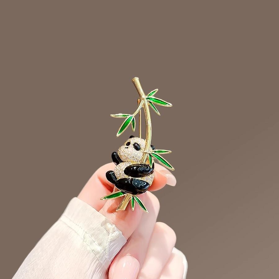 Высококачественная милая брошь в виде панды с бамбуком - украшения в китайском стиле