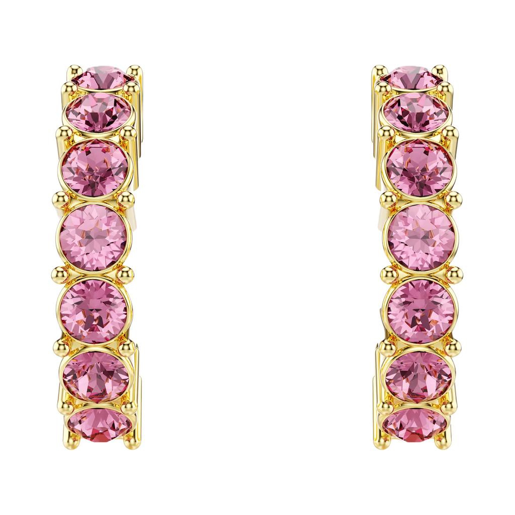 Swarovski Большие круглые серьги с инкрустацией розовыми кристаллами, родиевое покрытие, женские серьги 5717565