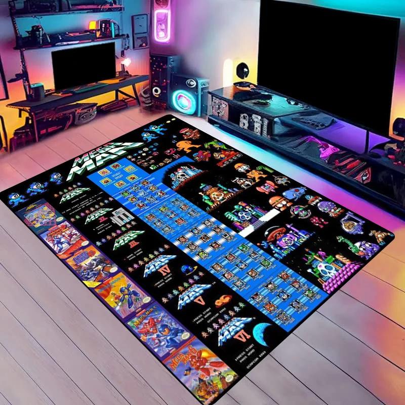 Stylish European and American Series Living Room Robot Game Carpet Mat M-Megaman Pattern Rugs Tent Mats