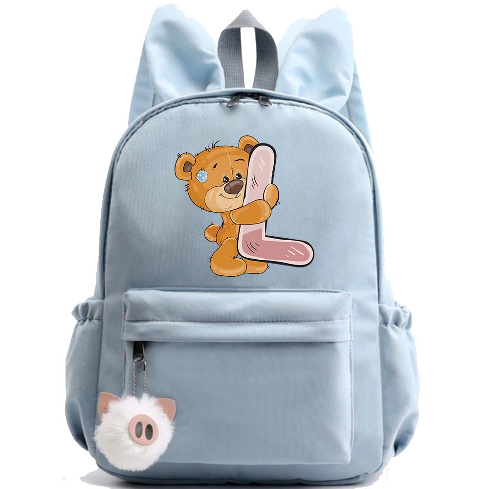 Рюкзак Little Bear с 26 английскими буквами, школьная сумка с принтом для подростков, мальчиков и девочек, студенческий рюкзак с героями мультфильмов, уличный рюкзак
