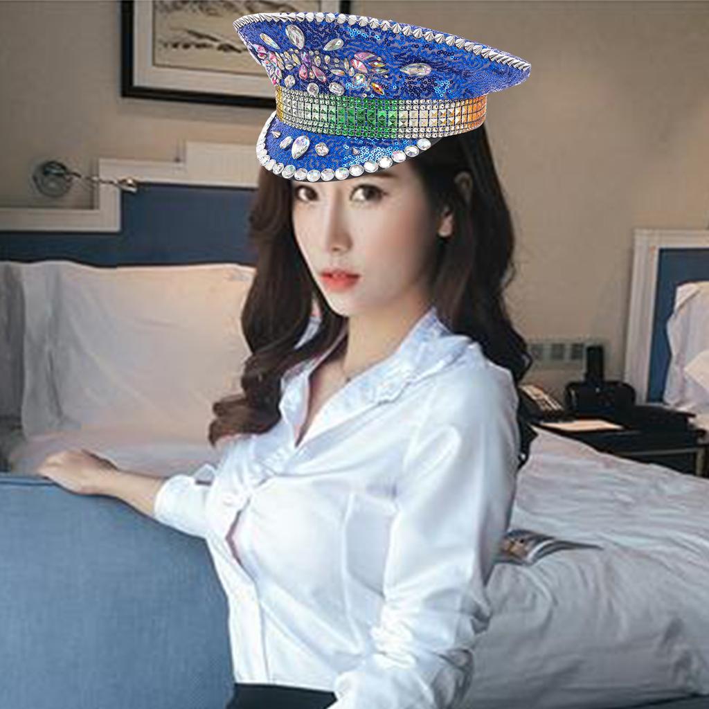 Привлекающая внимание шляпа со стразами, свадебная шляпа, шляпа для музыкальной вечеринки, сценическая шляпа для дней рождения и праздничных вечеринок