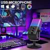 USB Games Microphone with Game Chat Balance,RGB Condenser Microphone With Reverb/Noise Cancellation/Monitoring Mic,for Streaming