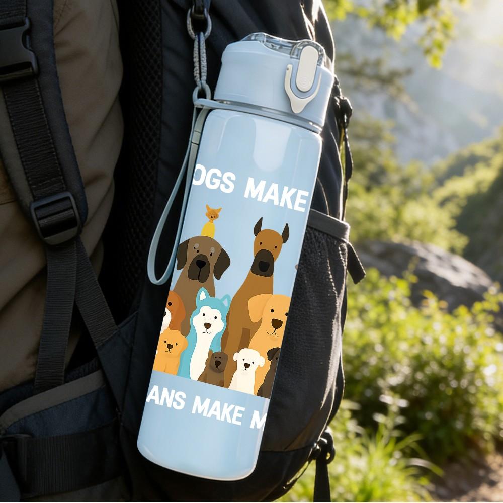 1PC Multi Breed Dog Collection 750ml Color Plastic Sports Water Bottle Leakproof Flip Straw Lid Suitable for Sports Office Home Use