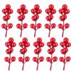 10pcs Christmas Artificial Berries Branches Decor Fake Flowers Plant for Xmas Tree DIY Holiday Wreath Craft Home Party Ornament