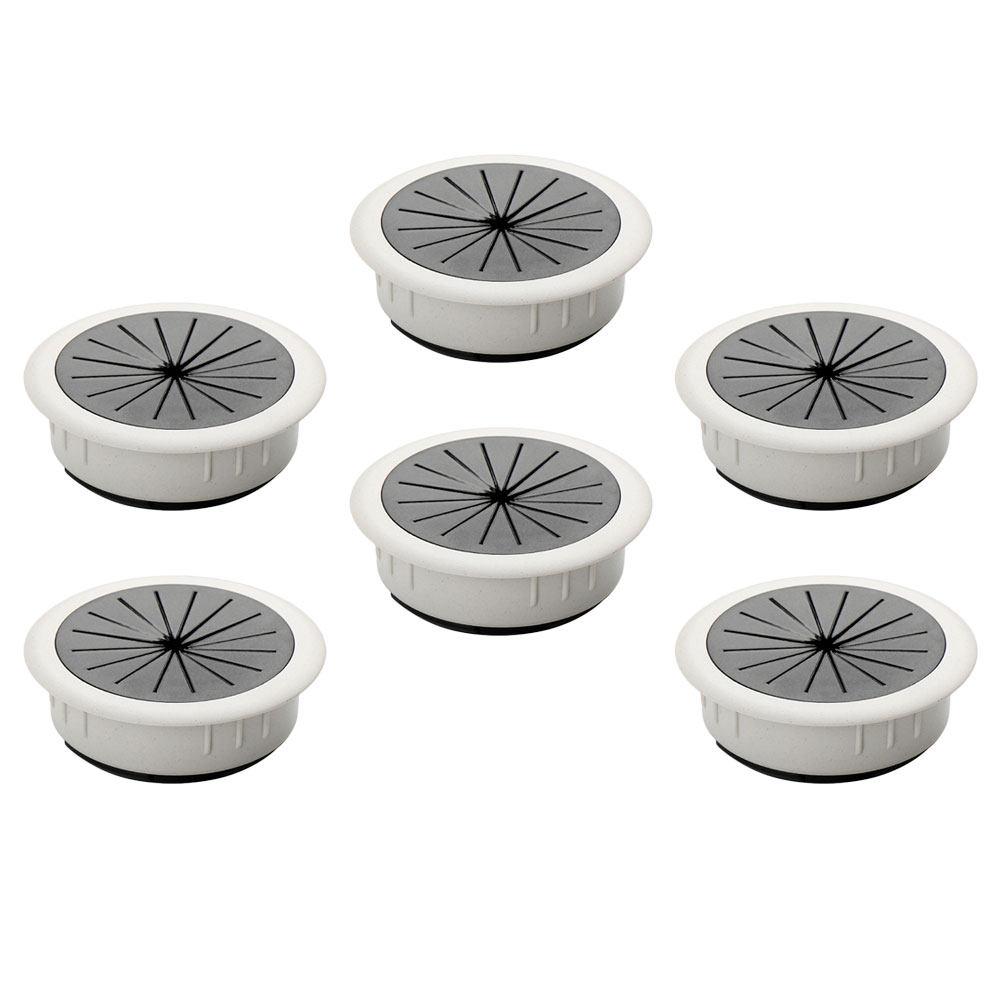 6Pcs Black Zinc Alloy Cable Hole Covers Desk Wire Grommets Organizers for Computer Office Desk Cable Management