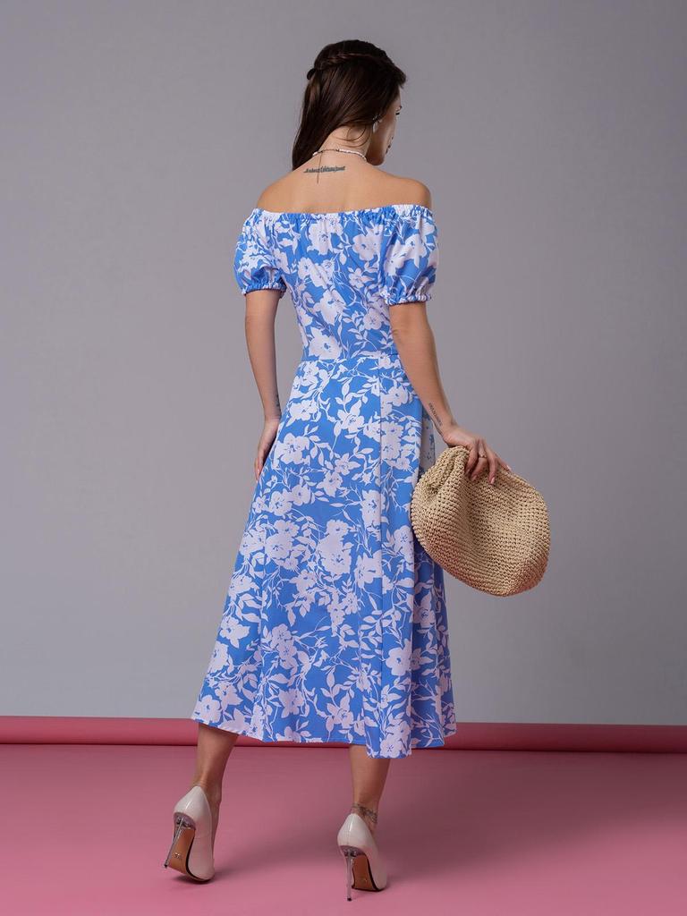 Цветочное  платье с открытыми плечами ISSA Plus