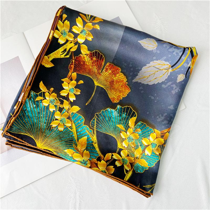 110*110 Cm Square Silk Scarf Women's Fashion Printed Small Neck Scarf Office Women's Hair Belt Folar Handkerchief Women's Handkerchief Shawl Scarf