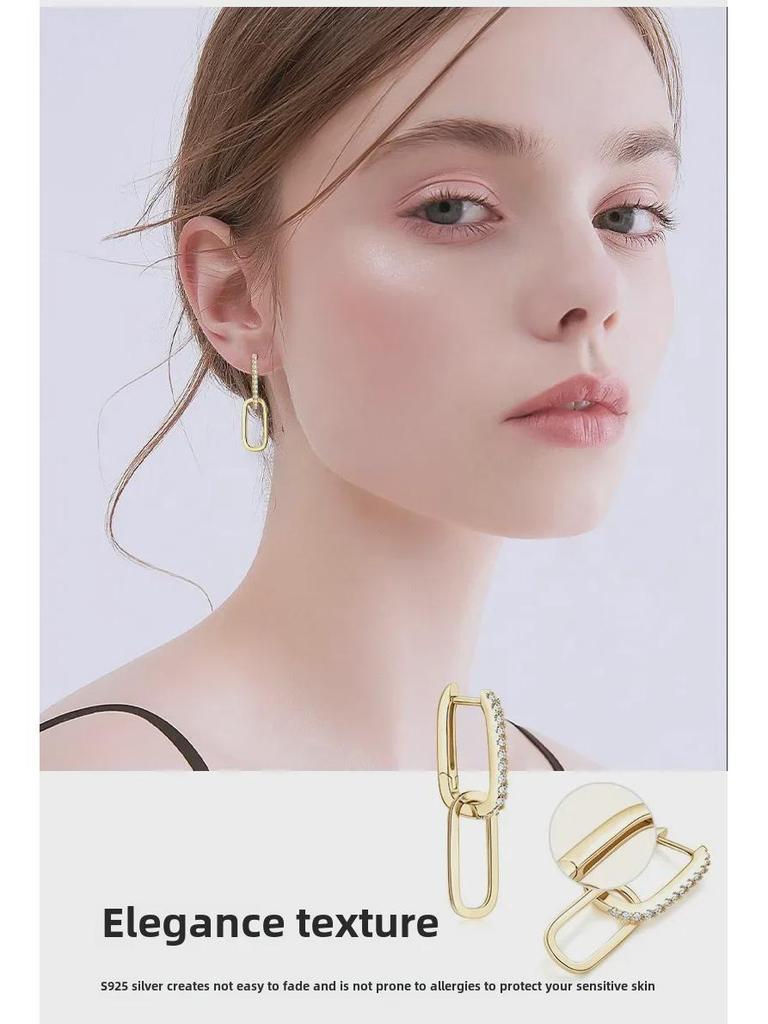 Элегантные женские серьги-кисточки с двойным кольцом и муассанитом - серебро S925, дизайн класса люкс