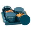Tight Dry Fruit Container Tray Set with Lid & Serving Tray, Airtight Container Set 430Ml (4 Pieces, Polypropylene) (Emerald), Green