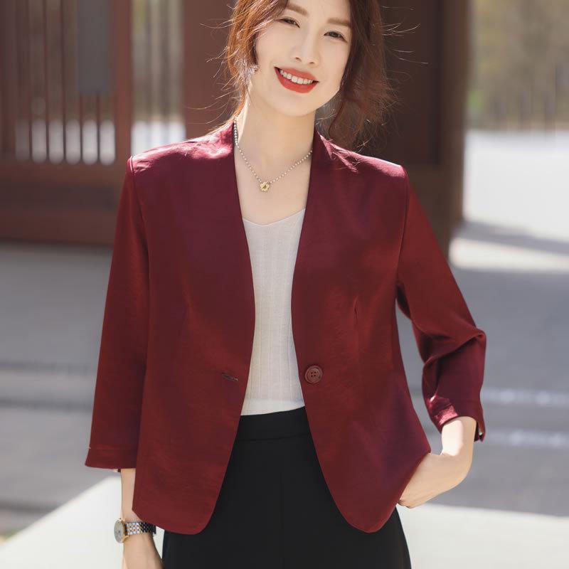 Приталенный блейзер с рукавом семь восьмых для миниатюрных женщин - Солнцезащитная куртка на весну/лето