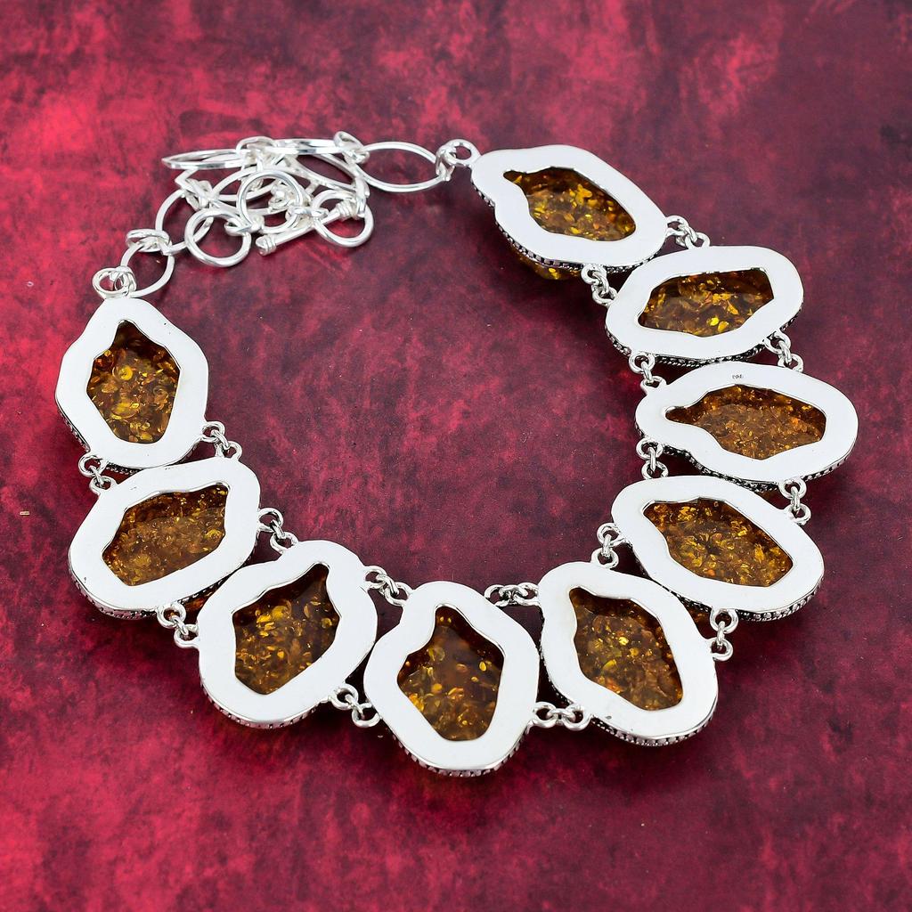 Ювелирные изделия из браслета и ожерелья из чистого серебра 925 пробы из балтийского янтаря, комплект ювелирных изделий ручной работы, красивые украшения из драгоценных камней из натурального янтаря для женщин