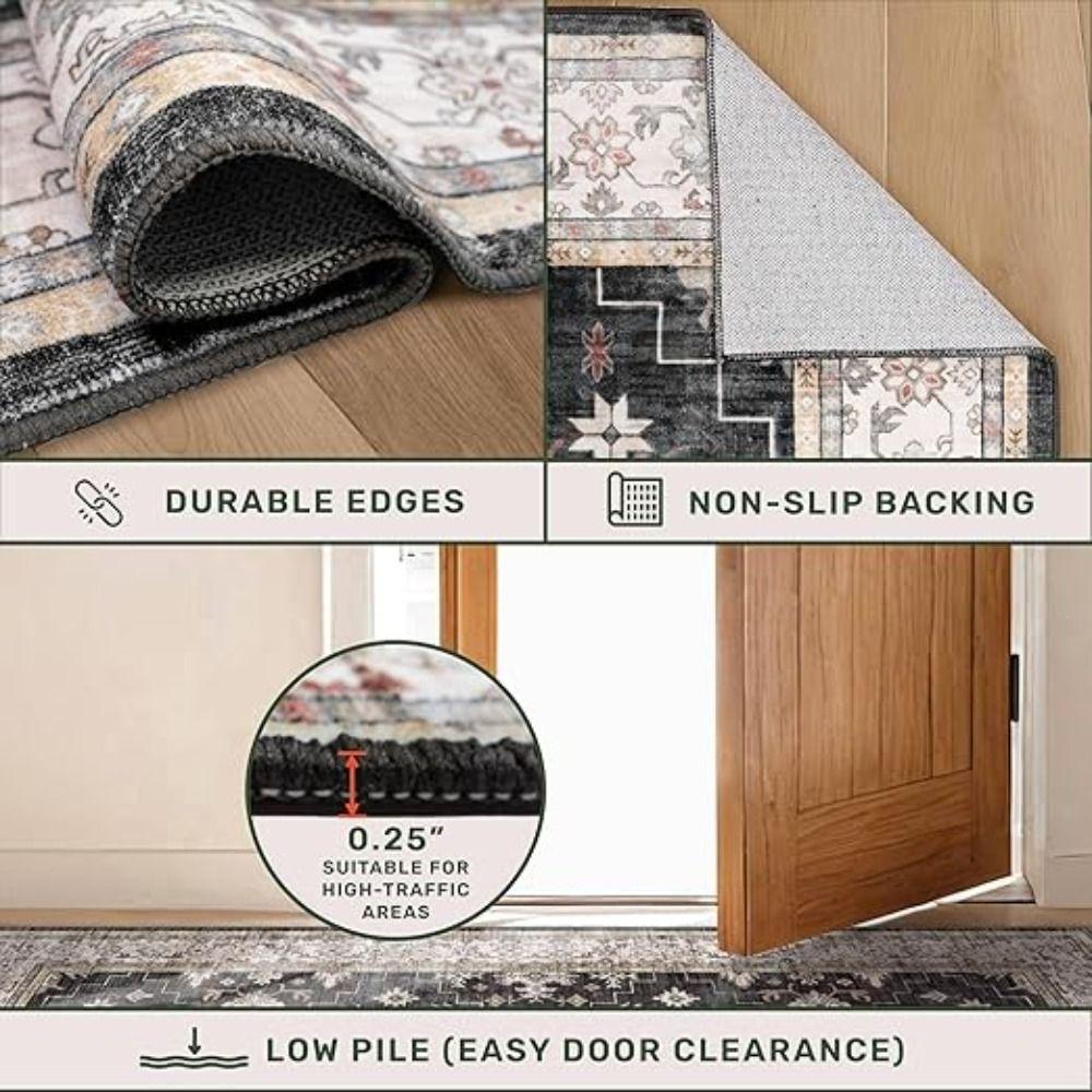 Non-Slip Small Rugs Washable Kitchen Bathroom Door Mat Entryway Rug for Indoor Entrance