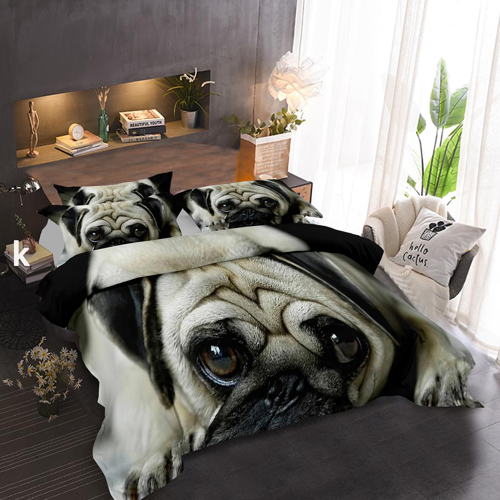 Pug Dog Duvet Cover King Queen Size Funny Pet Puppy Bedding Set For Kids Teens Adults Animal Cute Expression 2/3pcs Quilt Cover