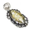 Golden Rutile Gemstone Handmade 925 Sterling Silver Jewelry Pendant 2.29" G1w33