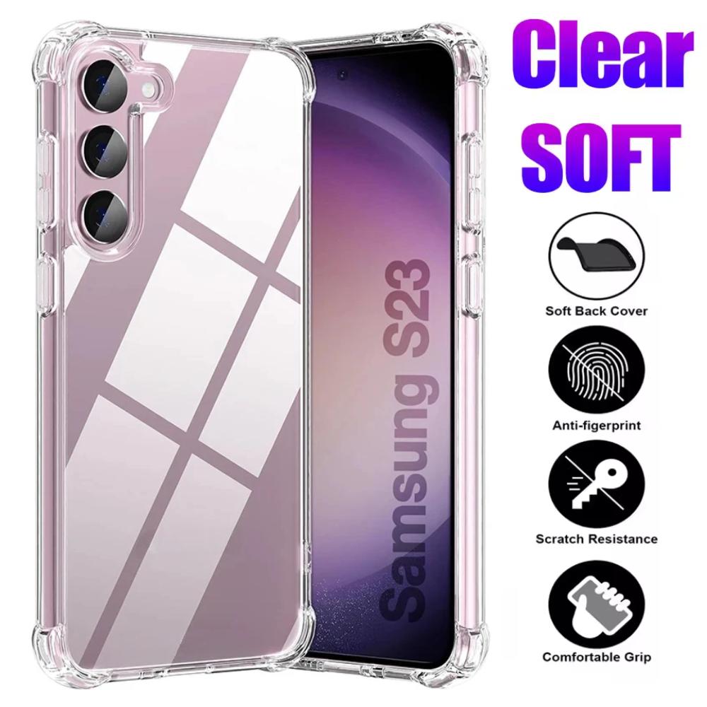 Противоударный силиконовый прозрачный чехол для телефона Samsung Galaxy S25 S24 S23 S21 FE S22 S20 S10 Plus Ultra A73 A55 A54 A53 A35 A14 M36 M54 Чехол с защитой камеры