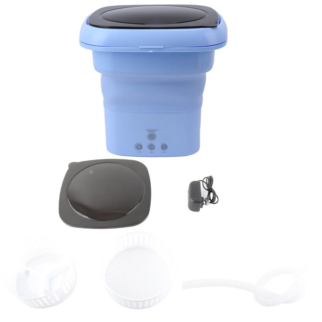 Foldable Washing Machine Mini Portable Bucket Laundry Washer with Black Lid for RV Travel Apartment
