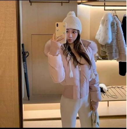 Source factory supply hooded large fur collar cotton clothes women's short waist thickened filled women's autumn and winter coats
