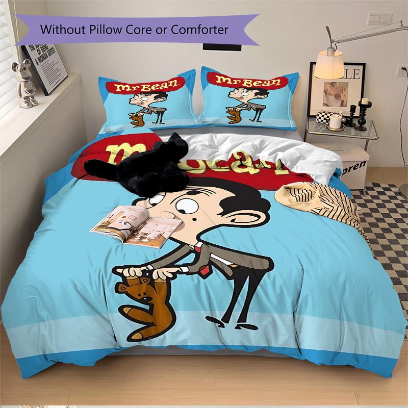 Mr Bean'S Adventures Print 3Pcs Bedding Setduvet Cover With 2 Bedropillowcase Home Birthday Gift