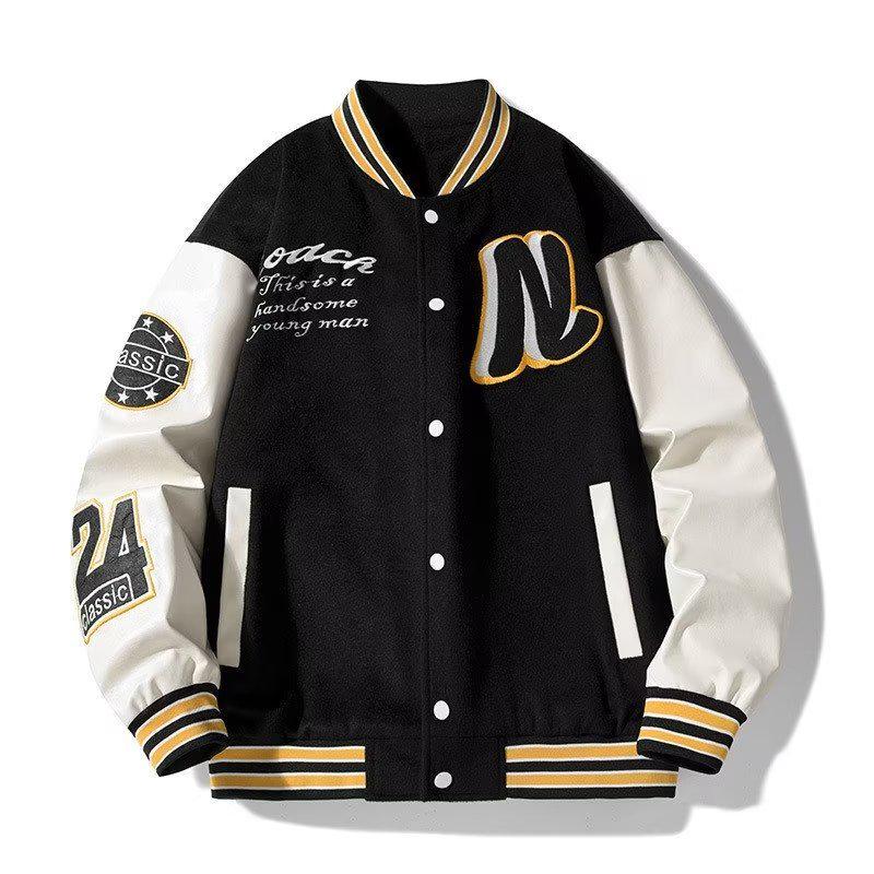 Men's Trendy High Street American Baseball Jacket - Spring/Autumn, Handsome & Casual for Teens