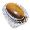 Натуральный драгоценный камень «Тигровый глаз» из стерлингового серебра 925 пробы, подарочное двухцветное кольцо, размер 7 r1P22