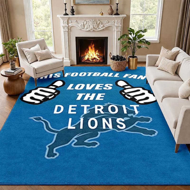 Detroit Lions Carpet Door Mat for Living Room or Bedroom Protective Mat Under Chair Office Decoration Christmas Gift Birthday Present