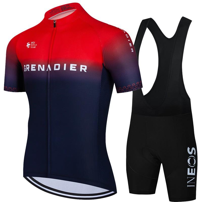 Mens Summer Breathable Cycling Jersey Set With Bib Shorts Quick-Dry Performance Wear Road Bike Riding
